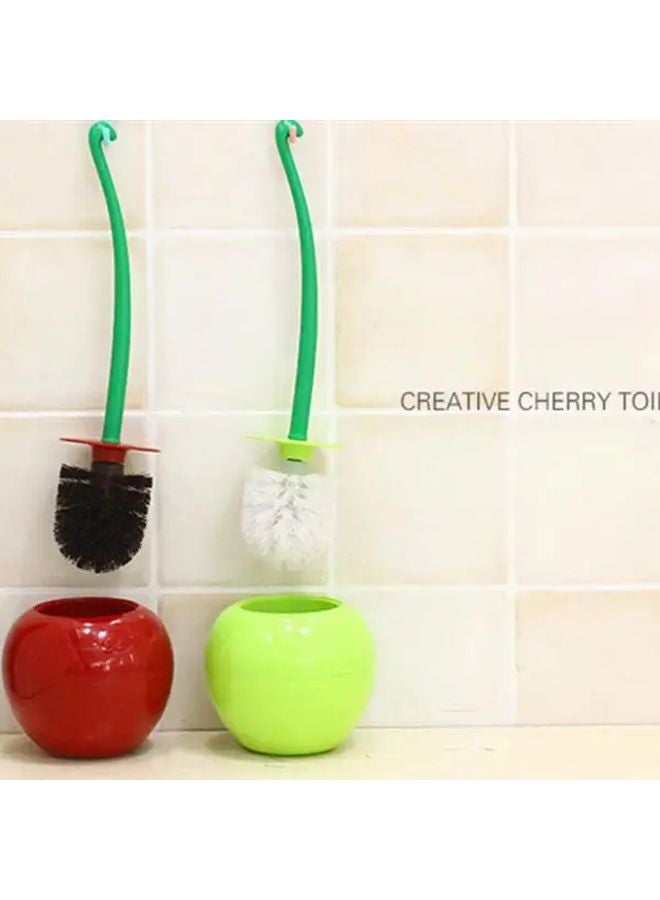Cherry Red Toilet Brush Set Multi Functional No Corner Cleaning Tool For Home Bathroom - Image 1
